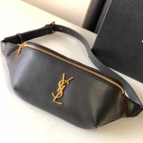 圣羅蘭進口小牛皮壓平紋腰包 YSL經典郵差包女包