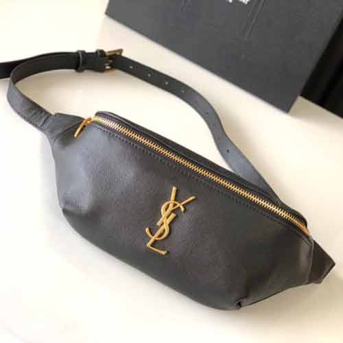 YSL圣羅蘭男女腰包黑色SAINT LAURENT標志簡約時尚胸