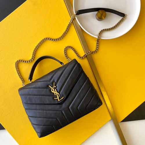 YSL鏈條羊皮翻蓋枕頭包 良盛皮具圣羅蘭