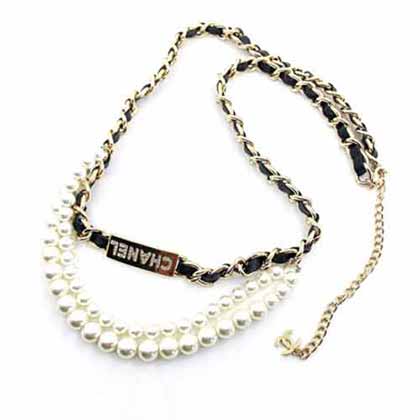 Chane黑皮珍珠腰鏈 肯定美爆 珍
