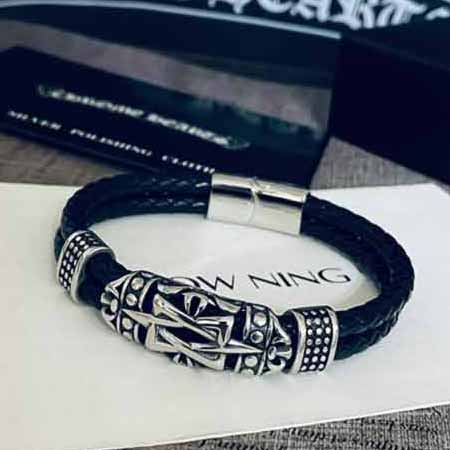 青島飾品網克羅心新款女士手鏈 同款藤花皮繩手鏈