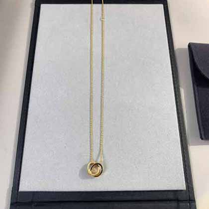 卡地亞經典Love雙環玫瑰金項鏈，無鉆雙環項鏈