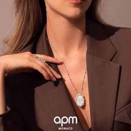 Apm monaco別致優雅錯落馬眼鉆貝母項鏈！