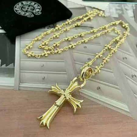 專柜高版本Chrome Hearts克羅心黃金十字架吊