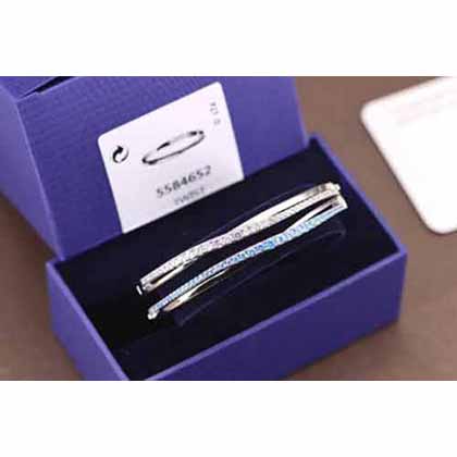 Swarovski女士銀手鐲，螺旋交錯水