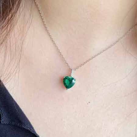 三福時(shí)尚飾品雷迪恩切割料愛心黃綠鉆項(xiàng)鏈