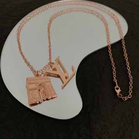 LV項鏈 毛衣鏈Arc 吊墜項鏈精巧雕琢銀凱旋門