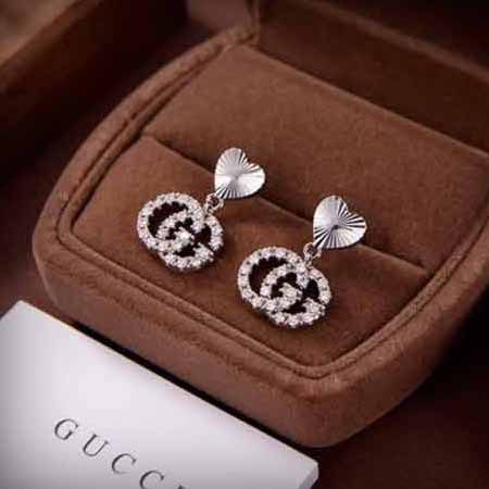 古奇Gucci耳環女925銀針耳釘黃銅