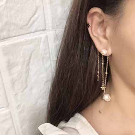 Di0r百搭復古金屬珍珠星星三葉草耳釘，華麗閃耀