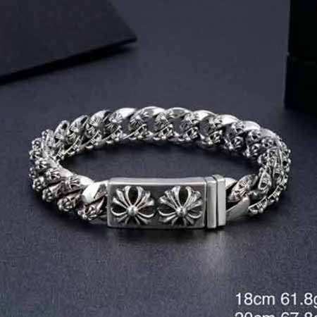 Chrome Hearts復古鴨舌雙扣頭十字架鏈身十字花手鏈