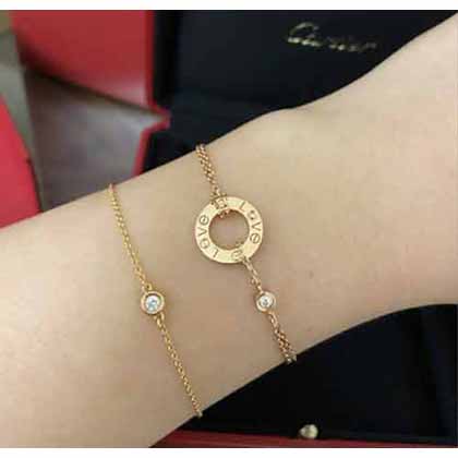 卡地亞經典v金鍍咪金LOVE雙面圓餅手鏈