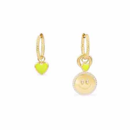 Apm monaco 熒光黃愛心笑臉ab耳環！