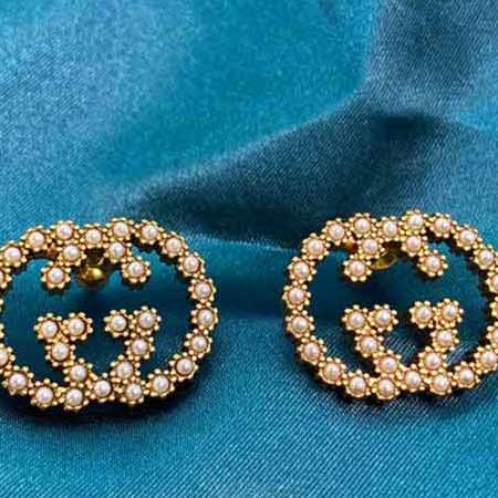 Gucci高等品質(zhì)代買級別互扣式米珠耳釘