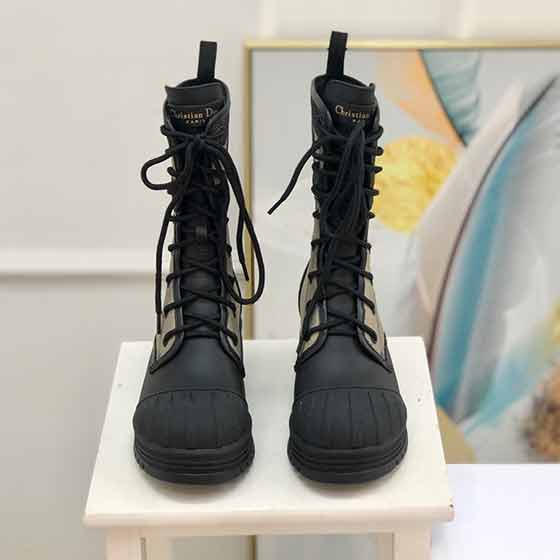 Dio經(jīng)典走秀款DMajor系列中筒靴 厚底真皮系帶女鞋馬丁靴