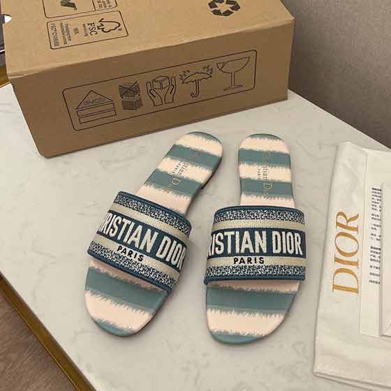 批發女鞋網早春迪奧一字刺繡拖鞋