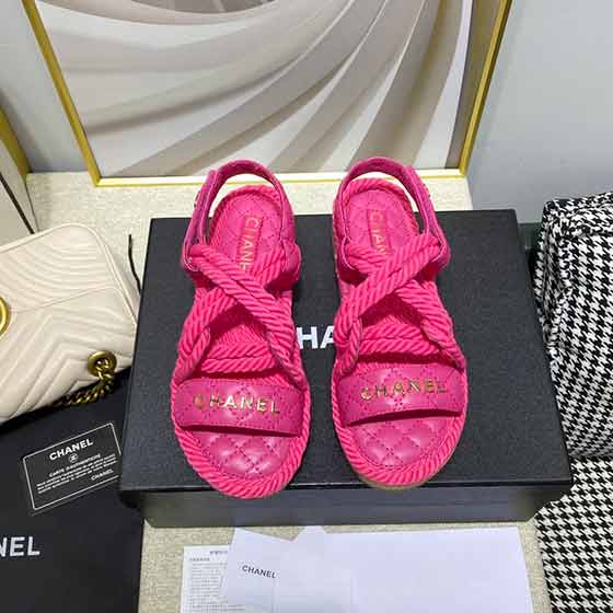 香奈兒ChanL麻繩編織涼鞋官網新色