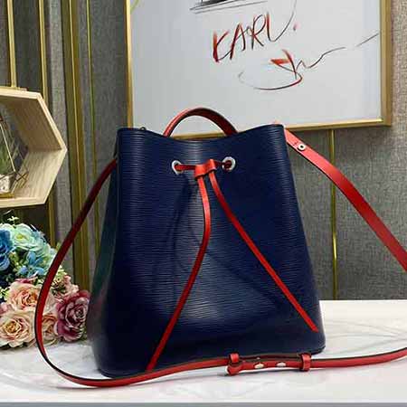 lv官網女包 NOE系列LOCKME BUCKET手袋M54366 靛藍色