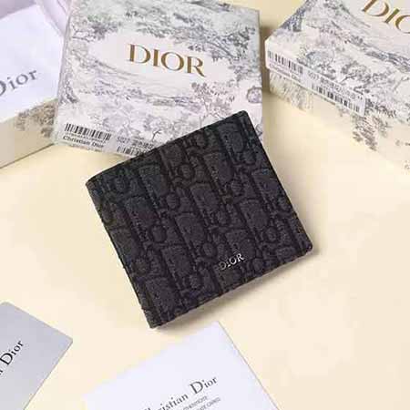 國際大品牌箱包黑色 Oblique 印花面料錢包