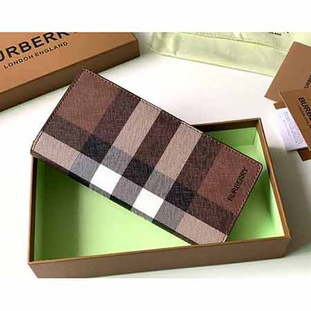 巴寶莉Vintage格紋帆布長款錢