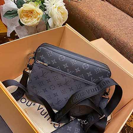 路易威登男士Trio黑花三合一郵