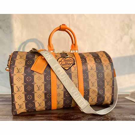 LV大品牌包包 時尚大品牌波士頓枕頭包 女大容量真皮斜挎手提包M45967黃