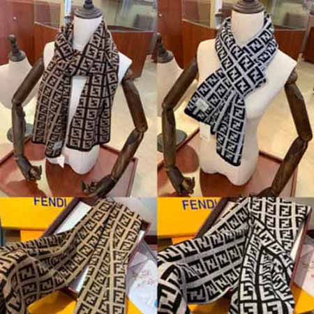 Fendi大品牌圍巾女冬季高等感披肩加厚保暖雙面羊絨兩用長款圍脖