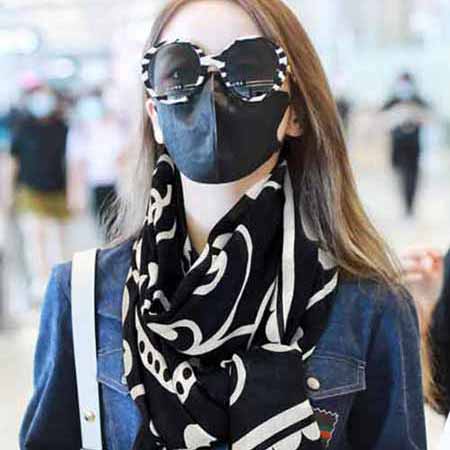 大品牌女士羊絨圍巾 冬季新款雙面向日葵印花長巾