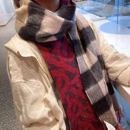 Burberry格子圍巾女英倫經(jīng)典羊絨秋冬季百搭大品牌圍脖大披肩
