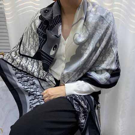 Dior羊絨圍巾女~大品牌同款冬季保暖圍脖披肩兩用