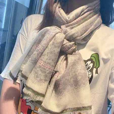 LV百搭大品牌高等感羊絨羊毛雙面網紅保暖圍脖