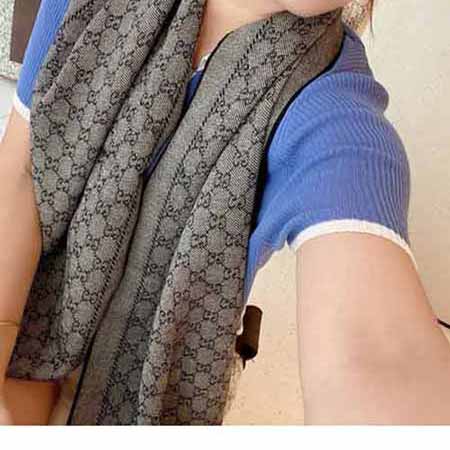古奇女士經典logo女士時尚圍巾 GUCCI雙面休閑絲巾