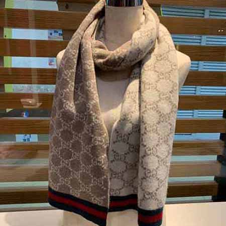 Gucci/古奇女士兩色經典格紋碎邊圍巾