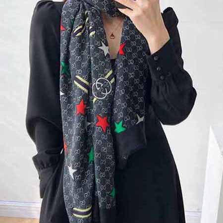 古奇雙面羊絨圍巾女冬季大品牌高等感百搭加厚披肩兩用保暖圍脖