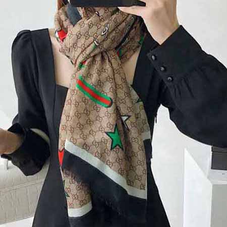 Gucci高等感圍巾女英倫輕奢大品牌古奇羊絨時尚高等