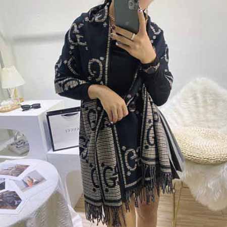高等大品牌GUCCI披肩 秋冬季加厚保暖多功能大圍巾