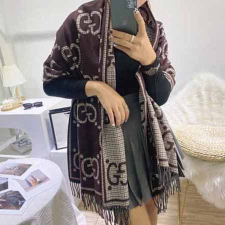古奇年度新力作羊絨毛圍巾女 GUCCI冬新款雙面圍脖