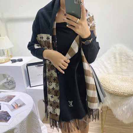 Louis Vuitton圍巾女冬季新款大品牌百搭保暖字母網