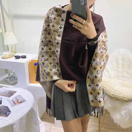 路易威登羊絨圍巾 新款大品牌高等情侶保暖羊毛圍脖