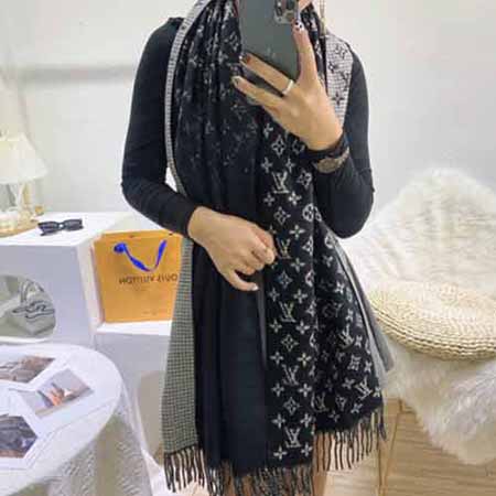 LV 路易威登明星同款羊絨圍巾 大品牌披肩加厚羊毛圍