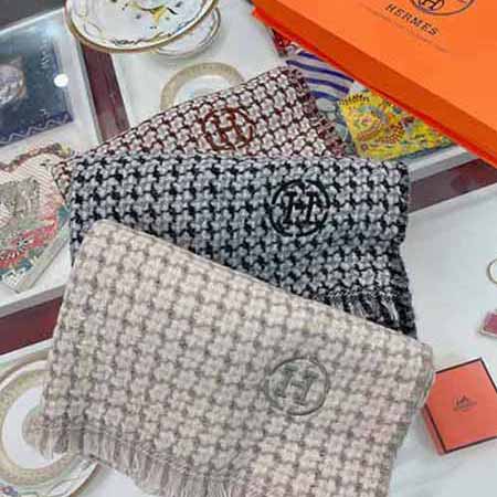 高等感大品牌山羊絨圍巾 HERMES女士冬季百搭圍脖