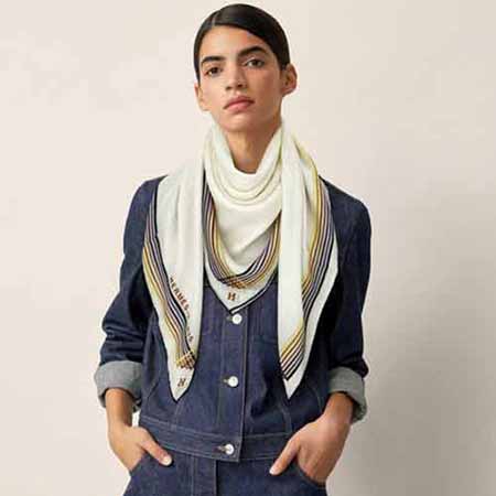 時尚大品牌愛馬仕女士絲巾夏季優雅法式印花圍巾送禮