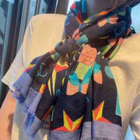 Chane圍巾女冬季網紅高等感大品牌老花字母羊毛雙面羊絨披肩