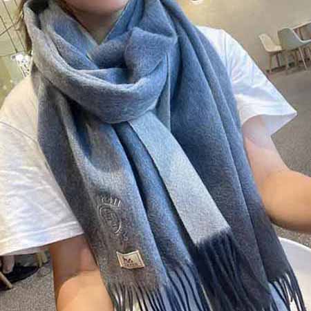 Hermes冬季氣質流蘇羊絨圍巾女士保暖披肩ins潮百搭圍脖