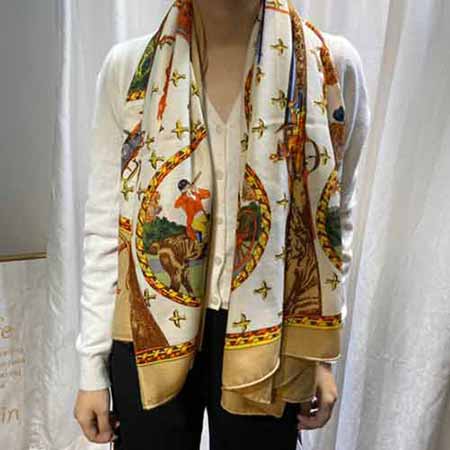 歐單高等hermes羊絨圍巾保暖秋冬加厚長款披肩