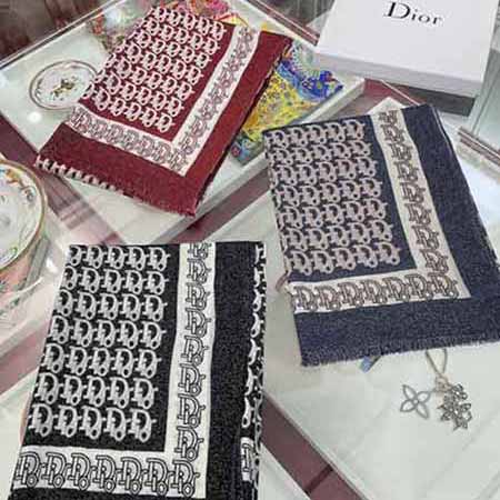 Dior新款羊絨專柜同步大品牌格子圍巾