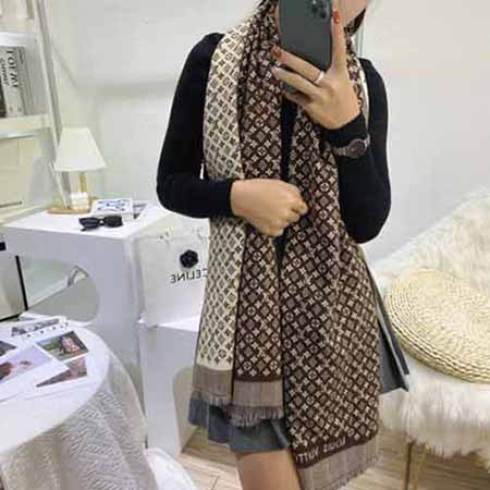 Louis Vuitton路易威登圍巾品牌女士羊絨混紡加厚款