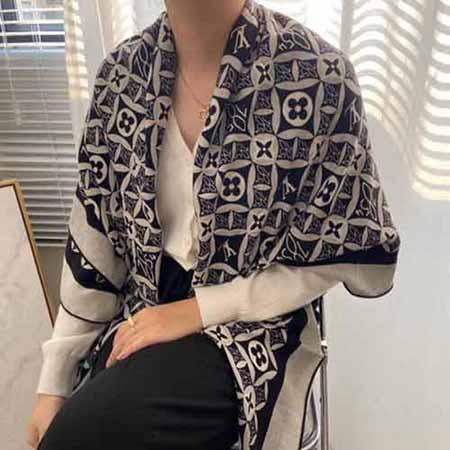 lv真絲圍巾 女士百搭春夏秋冬季大品牌媽媽長款披肩
