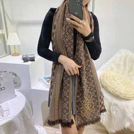 LV羊絨編織經典Monogram圖案和路易威登標志滿天星圖