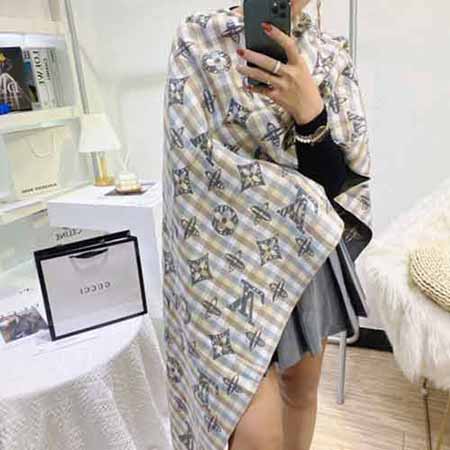 LV圍巾女冬季高等感大品牌百搭兩用時尚洋氣加厚羊絨保暖圍脖