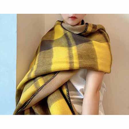 巴黎時(shí)裝展商務(wù)男士女士通用雙面羊絨披肩，HERMES愛(ài)馬